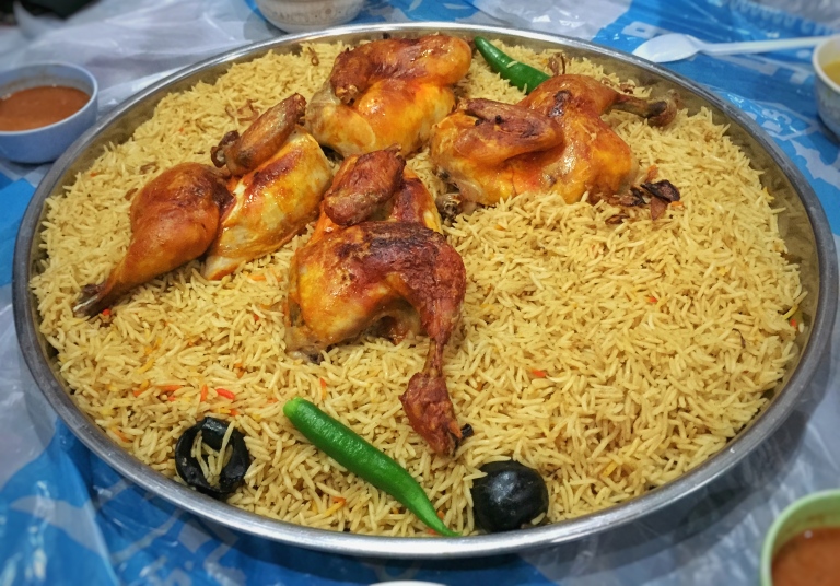 Roast Chicken on a bed of flavoured rice (Saudi Style)